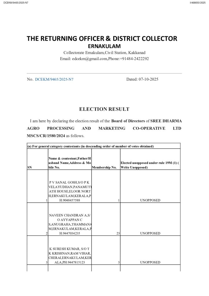 sree dharma election result page 0001